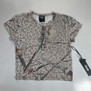 Civil Regime Concrete Sin Energy Baby Tee In Sun Wash Leopard Camo - Large